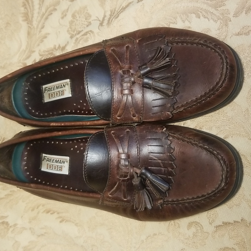 Brown Fringed faux leather Mens Comfortable Pennyloafers.
